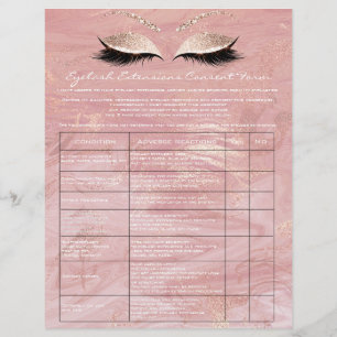 Prospectus 21,6 Cm X 24,94 Cm Eyelash Extension Responsabilité Renonciation Rose