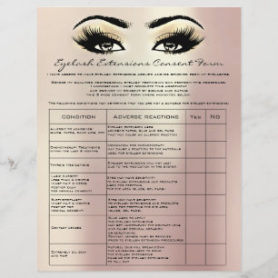 Prospectus 21,6 Cm X 24,94 Cm Eyelash Extension Responsabilité Renonciation Rose