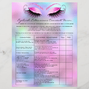 Prospectus 21,6 Cm X 24,94 Cm Eyelash Extension Responsabilité Renonciation Rose