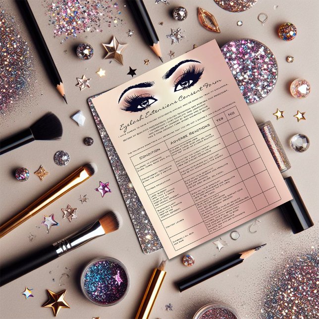 Prospectus 21,6 Cm X 24,94 Cm Eyelash Extension Responsabilité Renonciation Rose (Eyelash Extension Liability Waiver Rose Skinny Flyer)