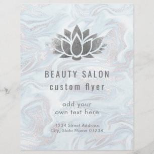 Prospectus 21,6 Cm X 24,94 Cm FAUX logo de lotus en feuille d'argent sur marbre 