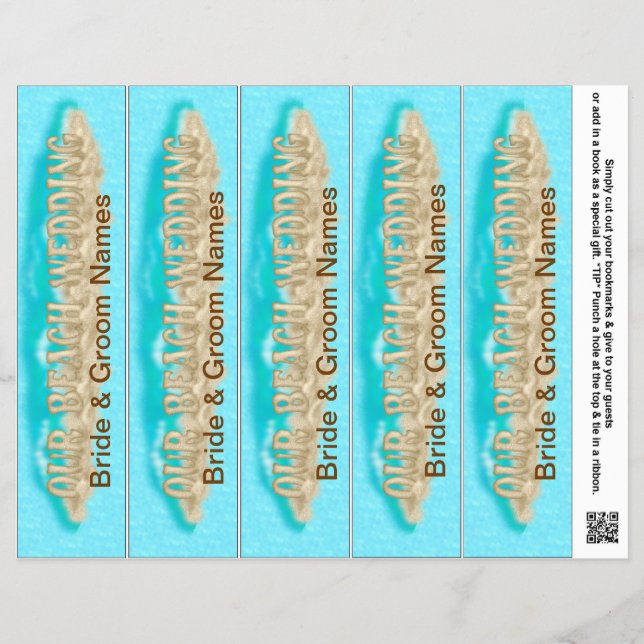 Prospectus 21,6 Cm X 24,94 Cm Faveurs signets pour Beach Wedding Party Faveurs (Devant)
