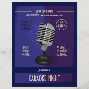 Prospectus 21,6 Cm X 24,94 Cm Fête de karaoke Club/Entreprise ajoutez photo et l