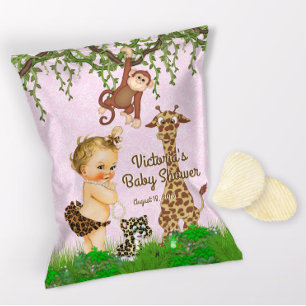 Prospectus 21,6 Cm X 24,94 Cm Fillette Safari Animaux Baby shower Sac à Chip