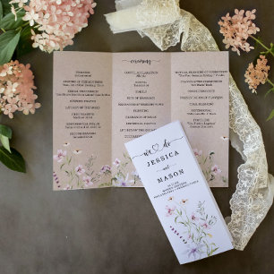 Prospectus 21,6 Cm X 24,94 Cm Fleur sauvage lunatique Programme de mariage tripl