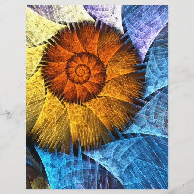 Prospectus 21,6 Cm X 24,94 Cm Floral Orange Bleu Jaune Art Abstrait (Devant)
