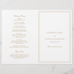 Prospectus 21,6 Cm X 24,94 Cm Florence Gold Elegant Wedding Programme