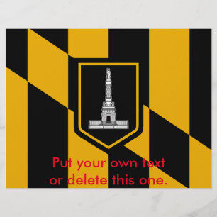 Prospectus 21,6 Cm X 24,94 Cm Flyer avec drapeau de Baltimore, Maryland, États-U