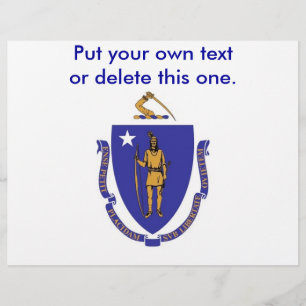 Prospectus 21,6 Cm X 24,94 Cm Flyer avec drapeau du Massachuttes, U.S.A.