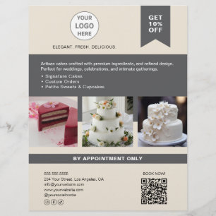 Prospectus 21,6 Cm X 24,94 Cm Flyer de gâteaux de boulangerie à logo personnalis
