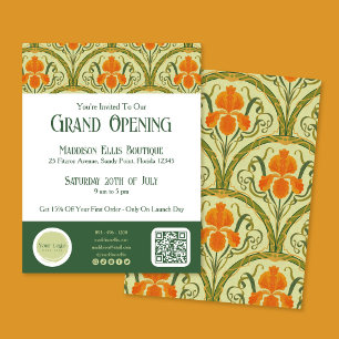 Prospectus 21,6 Cm X 24,94 Cm Flyer de grand ouverture floral Art Nouveau vert
