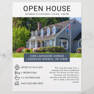 Prospectus 21,6 Cm X 24,94 Cm Flyer de maison ouverte de biens immobiliers minim