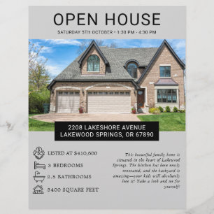 Prospectus 21,6 Cm X 24,94 Cm Flyer de maison ouverte de biens immobiliers minim