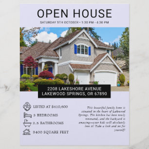 Prospectus 21,6 Cm X 24,94 Cm Flyer de maison ouverte de biens immobiliers minim