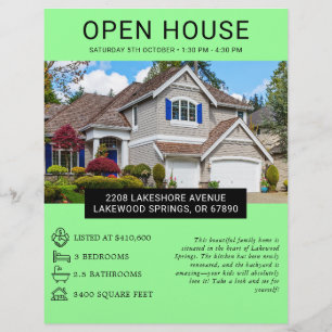 Prospectus 21,6 Cm X 24,94 Cm Flyer de maison ouverte de biens immobiliers minim