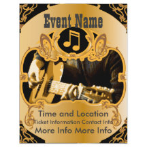 Flyer de musique vintage or doré