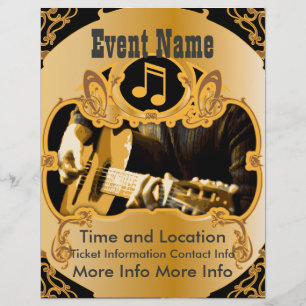 Prospectus 21,6 Cm X 24,94 Cm Flyer de musique vintage or doré