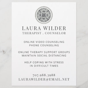 Prospectus 21,6 Cm X 24,94 Cm Flyer de thérapeute ou conseiller en ligne ou par 