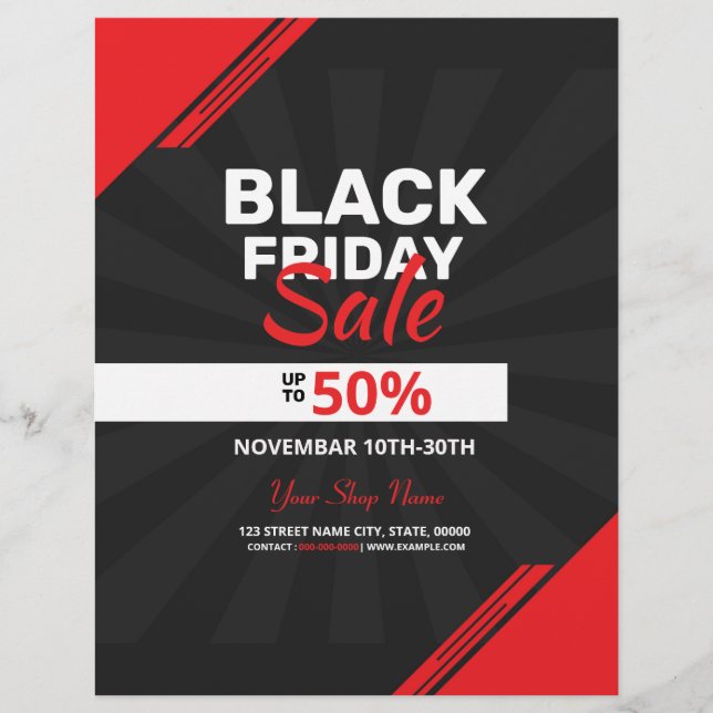 Prospectus 21,6 Cm X 24,94 Cm Flyer de vente Black Friday (Devant)