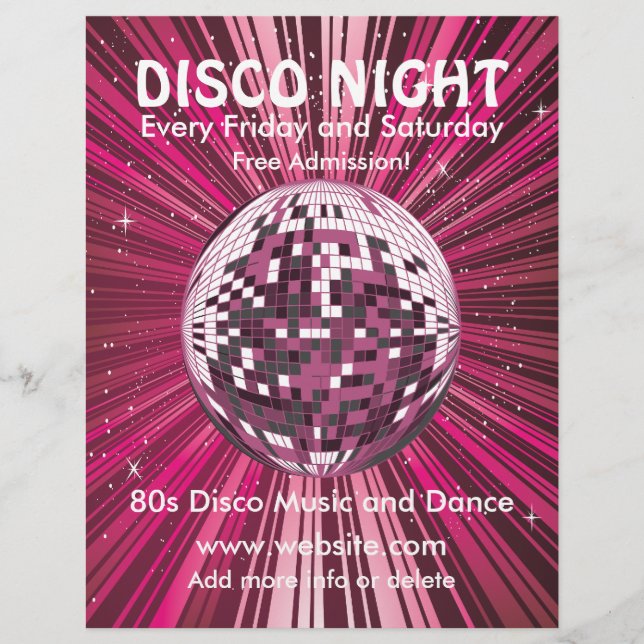 Prospectus 21,6 Cm X 24,94 Cm Flyer Disco Night Music (Devant)