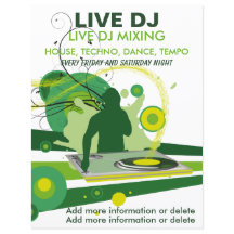 Flyer DJ Live Green Grunge