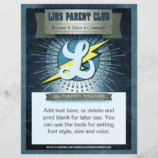 Prospectus 21,6 Cm X 24,94 Cm Flyer du club de parents de LJHS en couleur