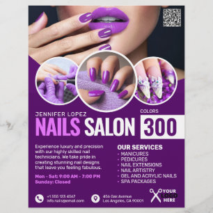Prospectus 21,6 Cm X 24,94 Cm Flyer du salon à ongles violets