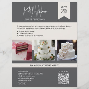 Prospectus 21,6 Cm X 24,94 Cm Flyer gris personnalisé avec logo monogramme pour