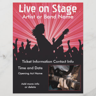 Prospectus 21,6 Cm X 24,94 Cm Flyer Live on Stage Music