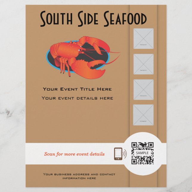 Prospectus 21,6 Cm X 24,94 Cm Flyer Modèle Seafood Restaurant (Devant)