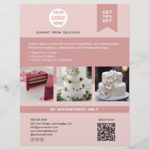 Prospectus 21,6 Cm X 24,94 Cm Flyer personnalisé pour gâteau de boulangerie avec
