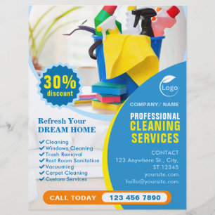 Prospectus 21,6 Cm X 24,94 Cm Flyer pour l'entreprise de service de nettoyage pr