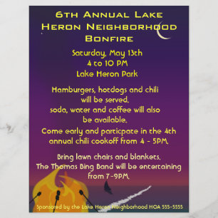 Prospectus 21,6 Cm X 24,94 Cm Flyer pour une soirée au feu de plage