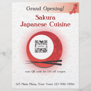 Prospectus 21,6 Cm X 24,94 Cm Flyer Restaurant japonais Modèle