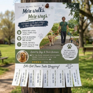 Prospectus 21,6 Cm X 24,94 Cm Flyers pour entreprise de promeneurs de chiens et