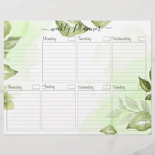 Prospectus 21,6 Cm X 24,94 Cm Foliage Elégant Planificateur Hebdomadaire Pour Fa (Devant)