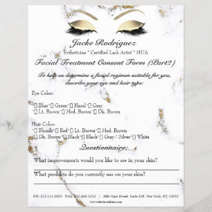 Prospectus 21,6 Cm X 24,94 Cm Formulaire de consentement au traitement facial Ma