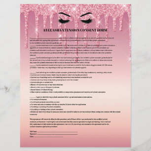 PROSPECTUS 21,6 CM X 24,94 CM FORMULAIRE DE CONSENTEMENT DE L'EXTENSION EYELASH