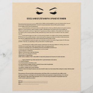 PROSPECTUS 21,6 CM X 24,94 CM FORMULAIRE DE CONSENTEMENT D'EXTENSION EYELASH EN 