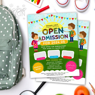 Prospectus 21,6 Cm X 24,94 Cm Fun Illustrated School Open Admission Insérer une 
