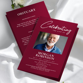 Prospectus 21,6 Cm X 24,94 Cm Funeral Program, Celebration of Life, Burgundy