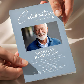 Prospectus 21,6 Cm X 24,94 Cm Funeral Program, Celebration of Life, Dusty Blue