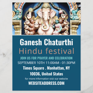 Prospectus 21,6 Cm X 24,94 Cm Ganesh le Dieu hindou, événement hindou publicité