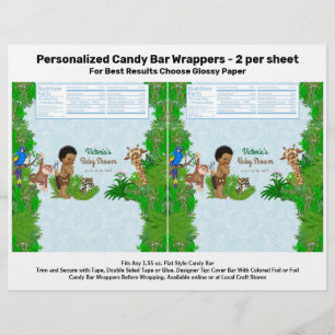 Prospectus 21,6 Cm X 24,94 Cm Garçon Safari Baby shower Candy Bar Wrapper