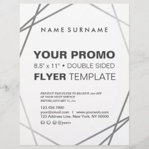 Prospectus 21,6 Cm X 24,94 Cm Géométrique minimaliste moderne en argent 8,5 po x