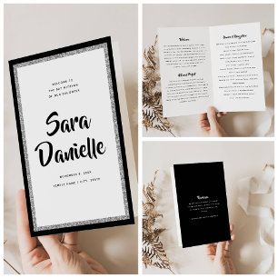 Prospectus 21,6 Cm X 24,94 Cm Glittery Silver & Black Bat mitzvah Folk Programme