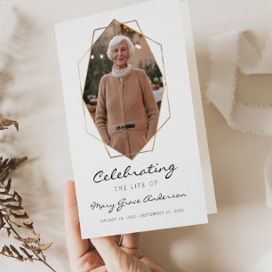 Prospectus 21,6 Cm X 24,94 Cm Gold Celebration of Life Funeral Folded Programme