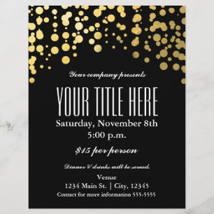 Prospectus 21,6 Cm X 24,94 Cm Gold Confetti Dots Élégant Glam Event Flyer Poster