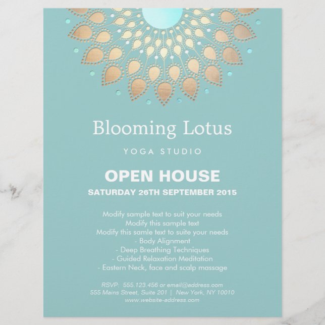 Prospectus 21,6 Cm X 24,94 Cm Gold Lotus Mandala Yoga (Devant)