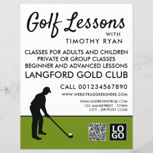 Prospectus 21,6 Cm X 24,94 Cm Golf Player Silhouette, GoIf Lesson Advertising